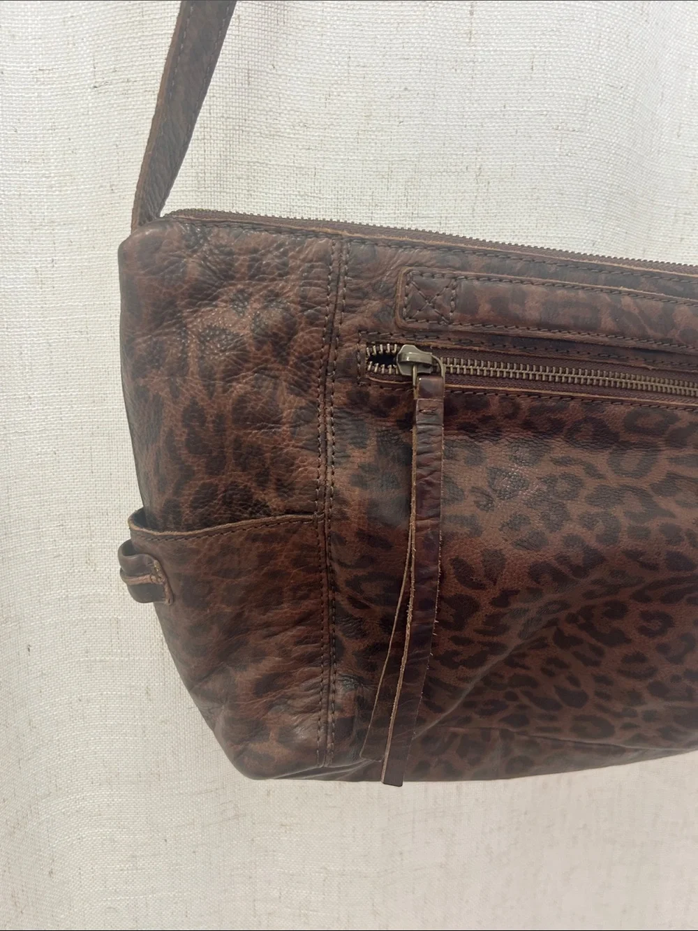 Frye And Company Brown Leopard Print Leather Crossbody Bag Brand New W/Tags